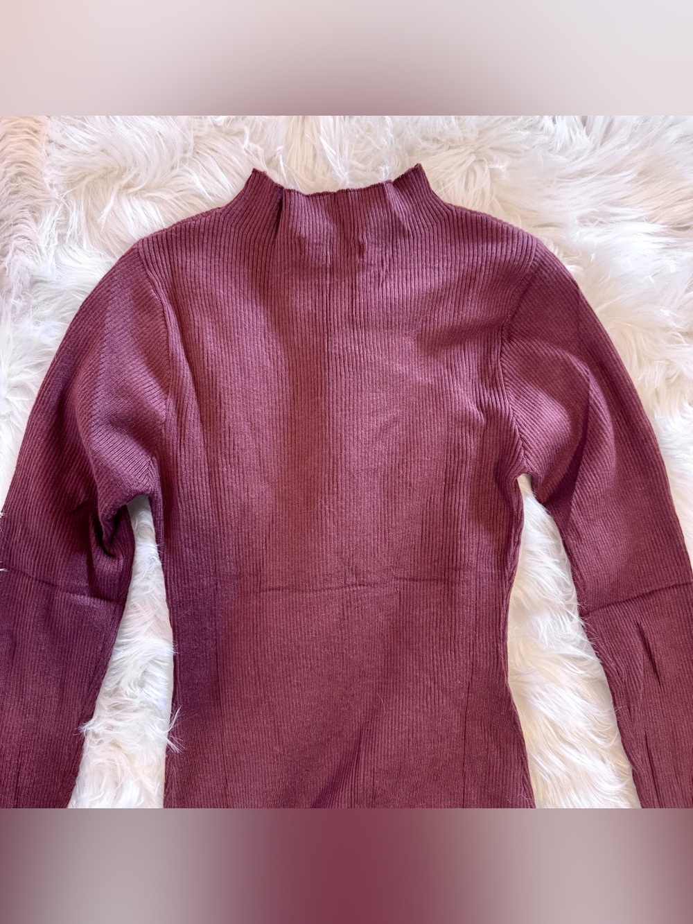 ZESICA Ribbed Knit Midi Sweater Dress Mauve Pink Side Slit Mock Neck NWT Small - Picture 8 of 11